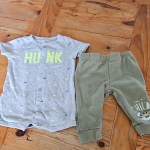 Gray and Green Baby Outfit Set